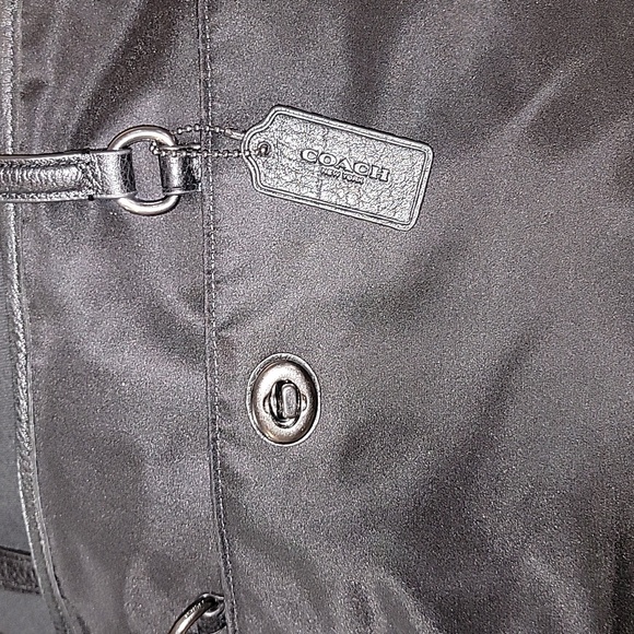 NWT Black Coach Nylon Leather Large Tote Shoulder Bag Purse F57903 - Picture 3 of 9